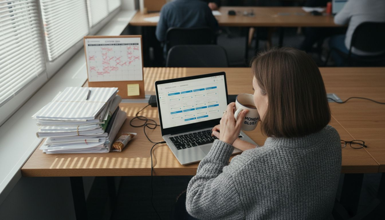 Worker uses task automation workflow at desk