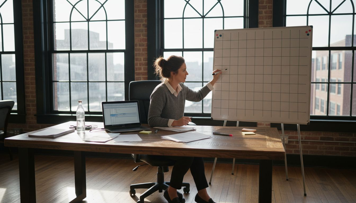 Professional mapping task quadrant at office desk