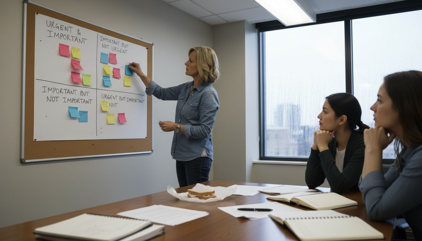 Team sorting tasks on Eisenhower Matrix