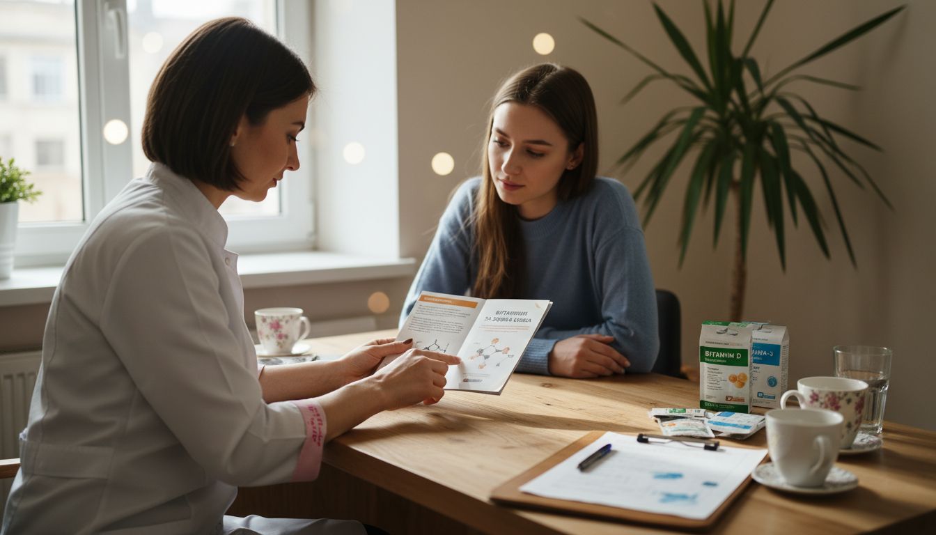 Жена се допитва до дерматолог, за да разбере кои витамини са най-подходящи за кожата й.