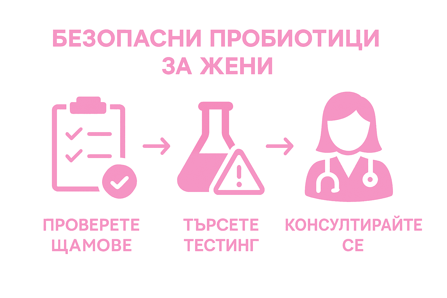 Инфографика: Как да изберем безопасни пробиотици за жени – стъпка по стъпка