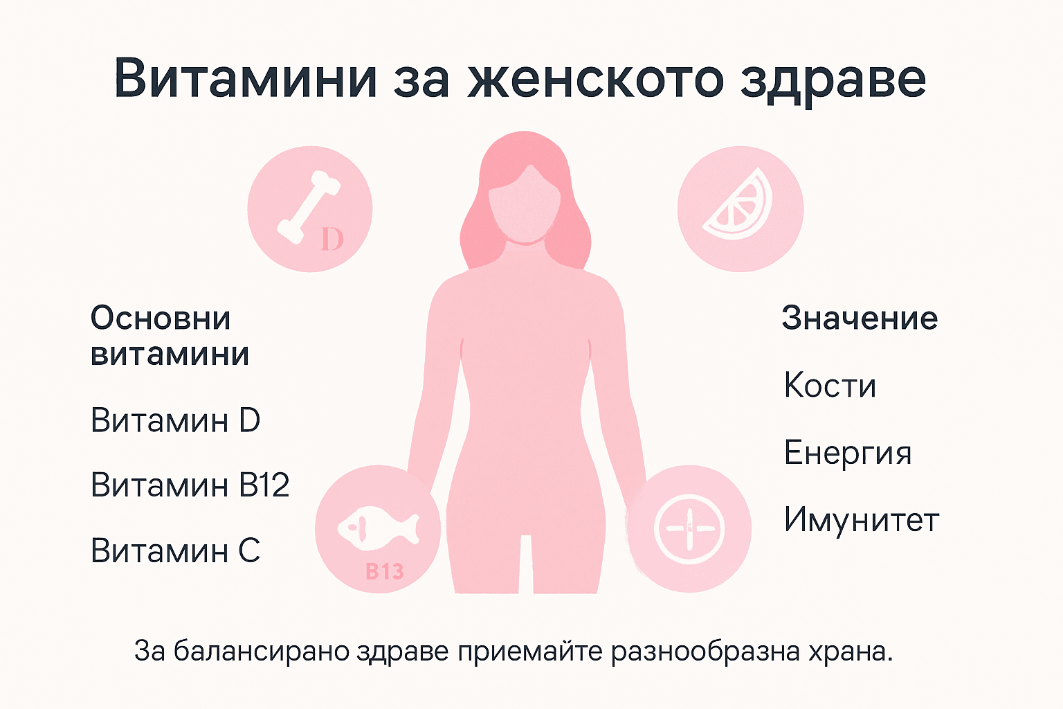 Инфографика: Как да постигнем пълноценен витаминен баланс при жените