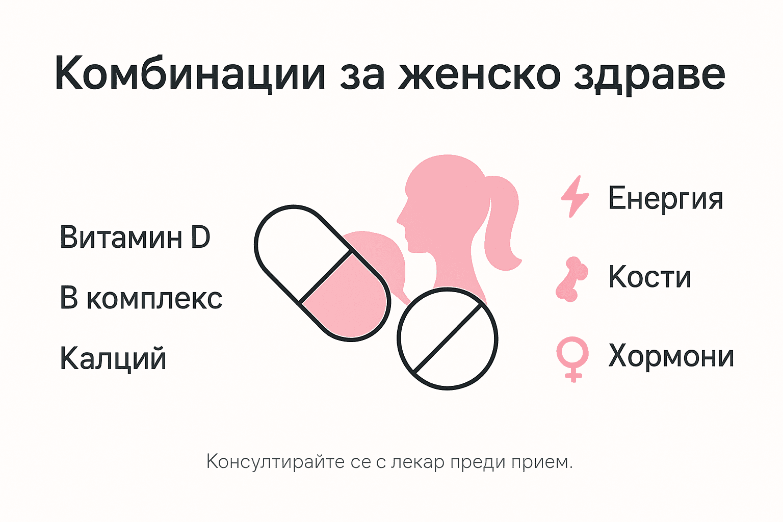 Infografika s užitečnými kombinacemi vitamínů pro ženy