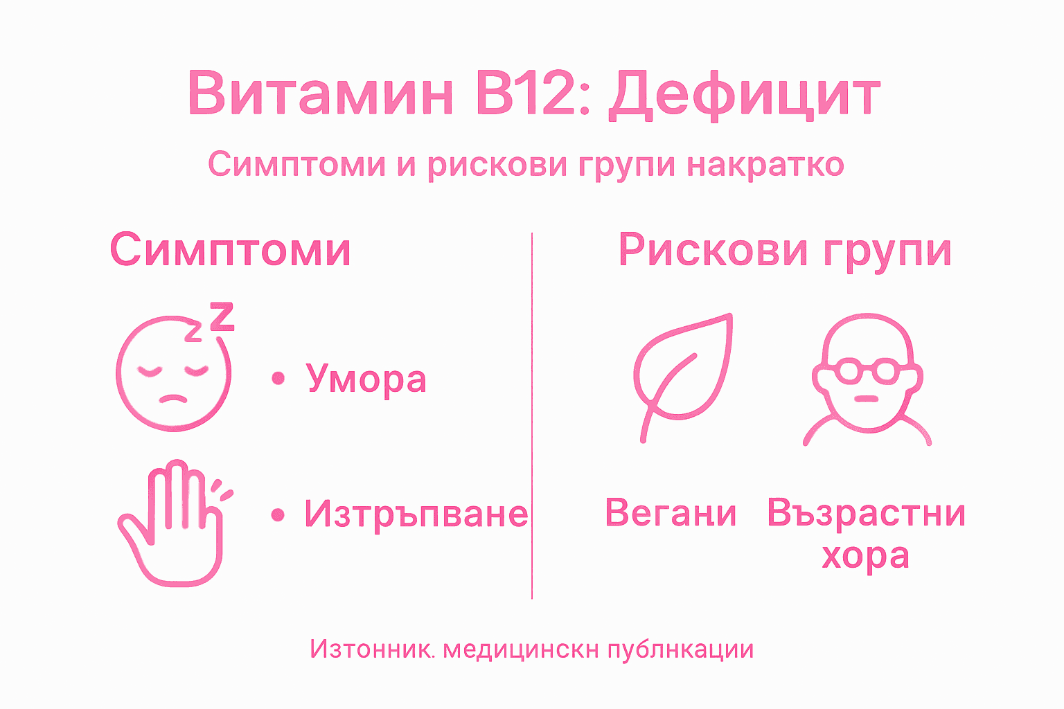 Инфографика: Как да разпознаем липсата на витамин B12 – симптоми и възможни рискове за здравето