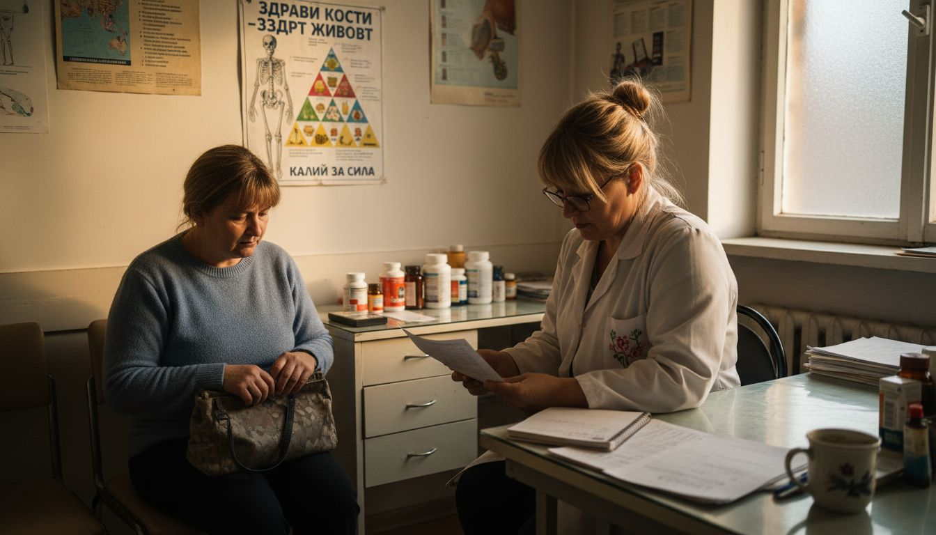Жена се консултира с лекар относно нуждите си от калций.