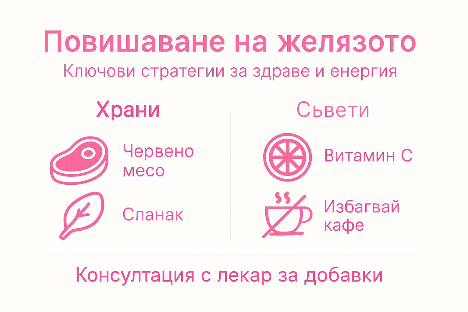 Инфографика: Как да си набавим достатъчно желязо – полезни храни и съвети за жените