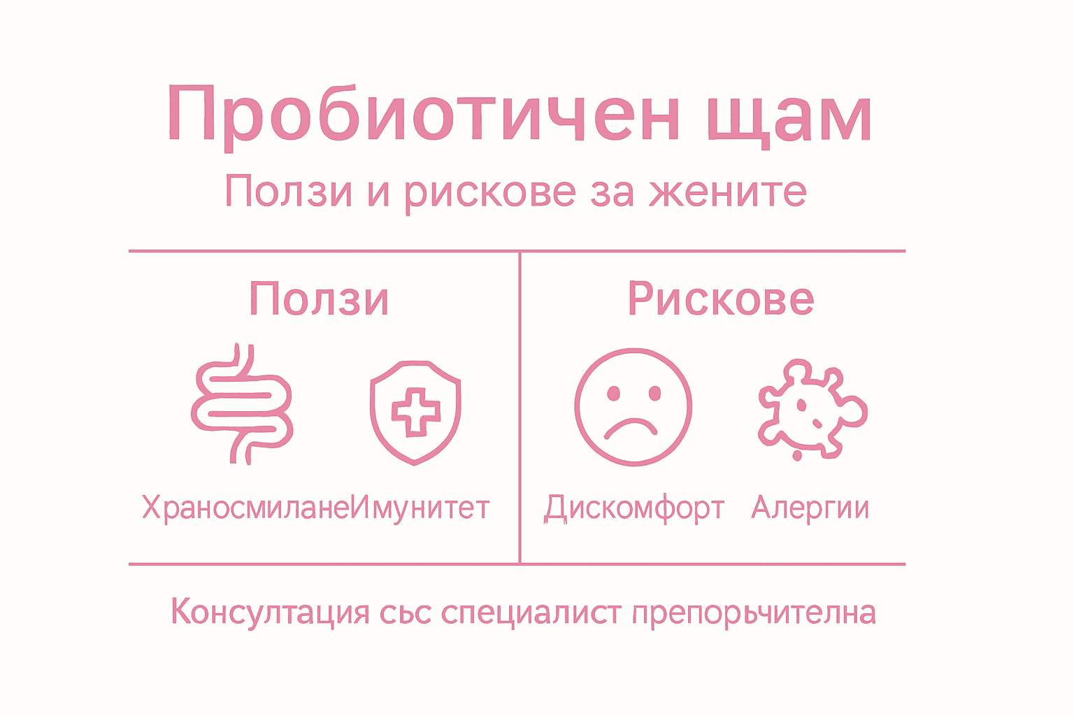 Инфографика: Какви са ползите и потенциалните рискове при прием на пробиотични щамове