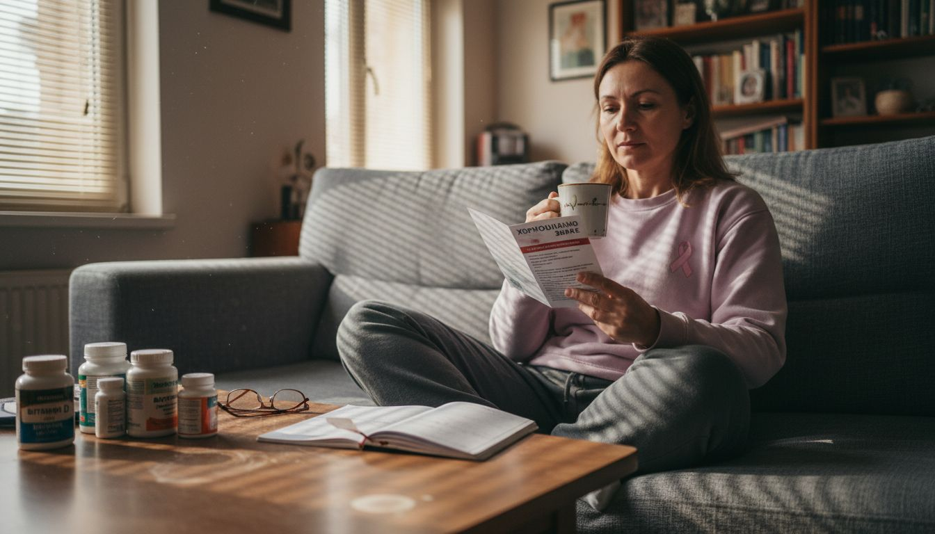 Жена си почива у дома и с интерес чете информация за хормоните.