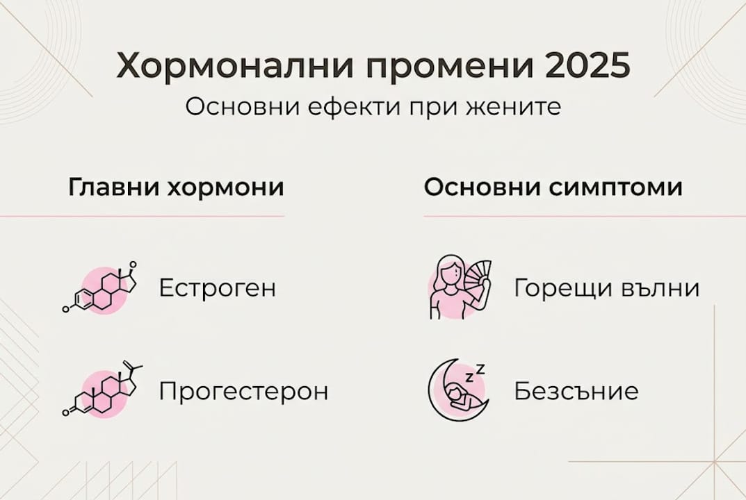 Графика, показваща как се променят хормоните при жените