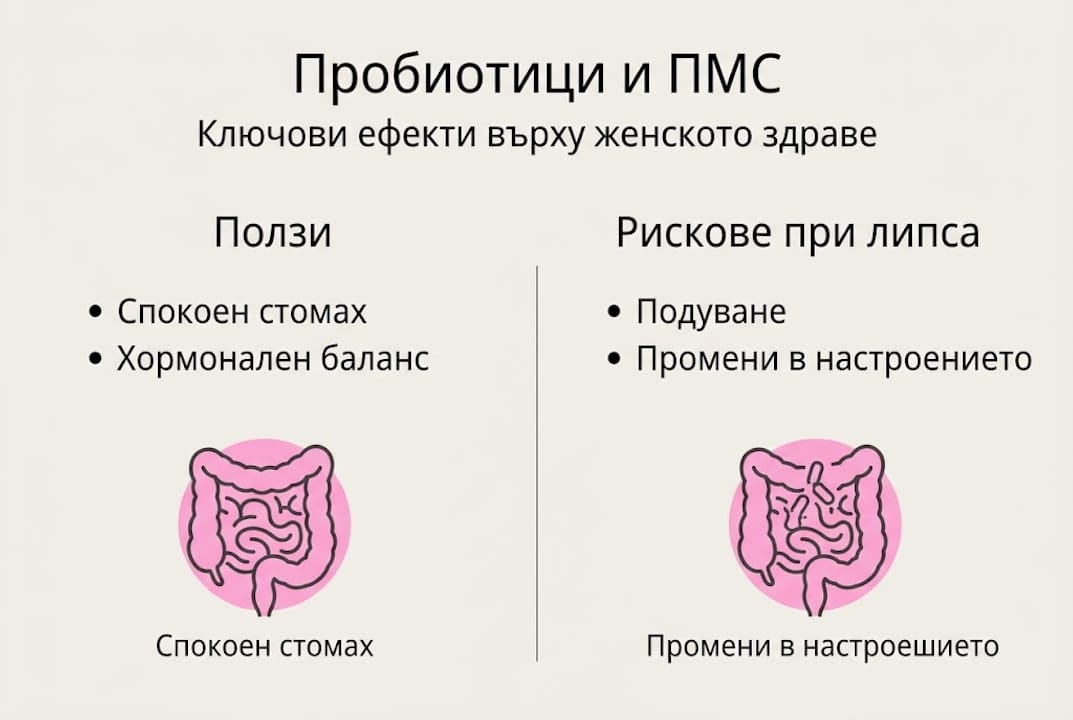 Инфографика: Как пробиотиците влияят на ПМС и общото здраве