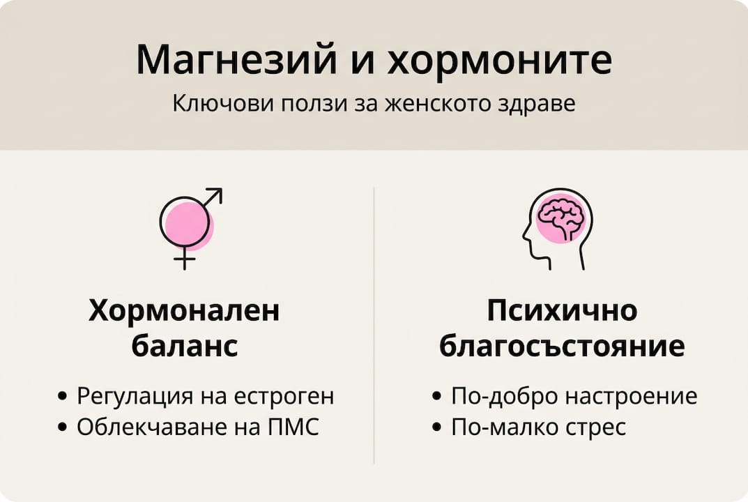 Инфографика: Магнезият – ключът към хормоналния баланс при жените