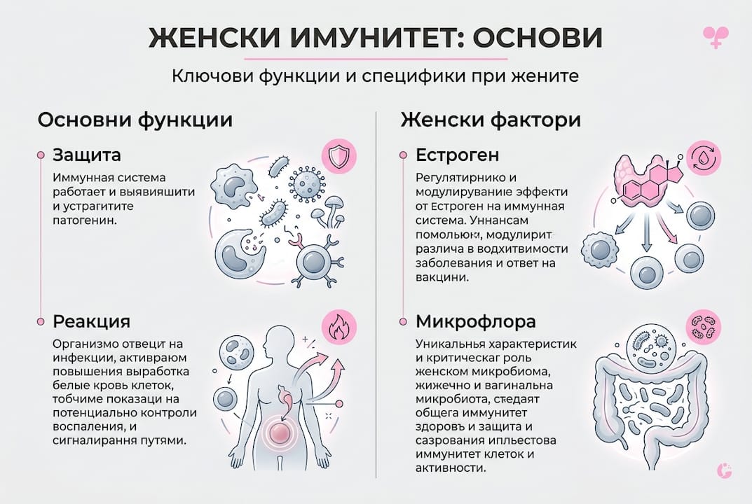 Инфографика: Какви са специфичните характеристики и роли на имунната система при жените