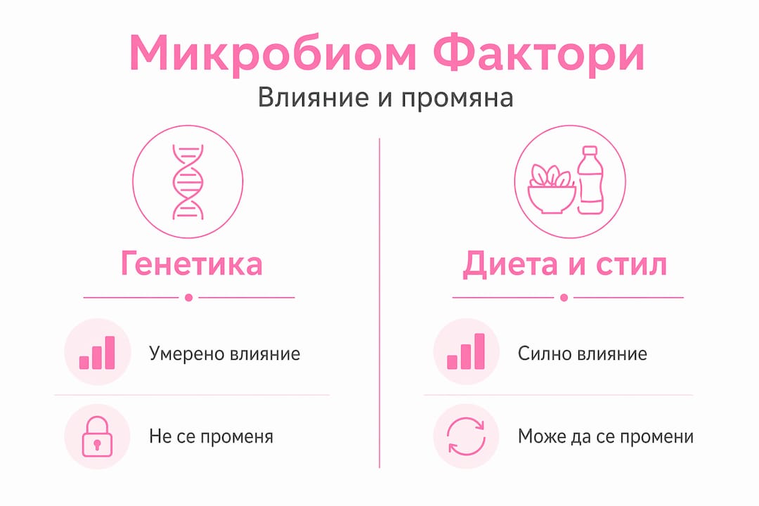 Два основни подхода за сравнение на факторите, влияещи върху микробиома