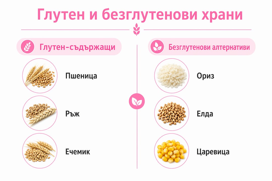 Инфографика: Кои храни съдържат глутен и кои са безглутенови
