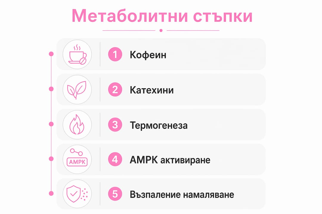 Инфографика, която показва ключовите моменти в начина, по който различните напитки влияят върху метаболизма ни.