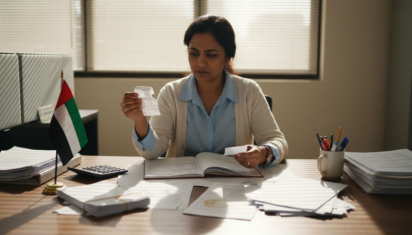 Accountant reviewing costs and taxes paperwork