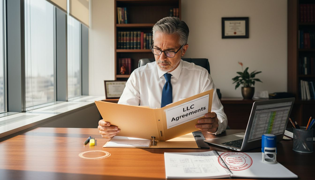Legal advisor reviews UAE LLC paperwork