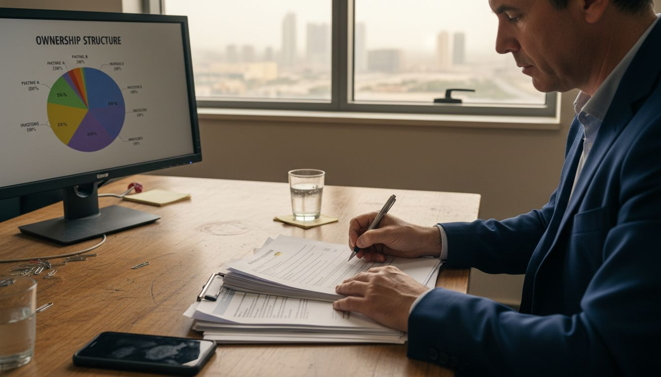 Entrepreneur signing Dubai ownership paperwork