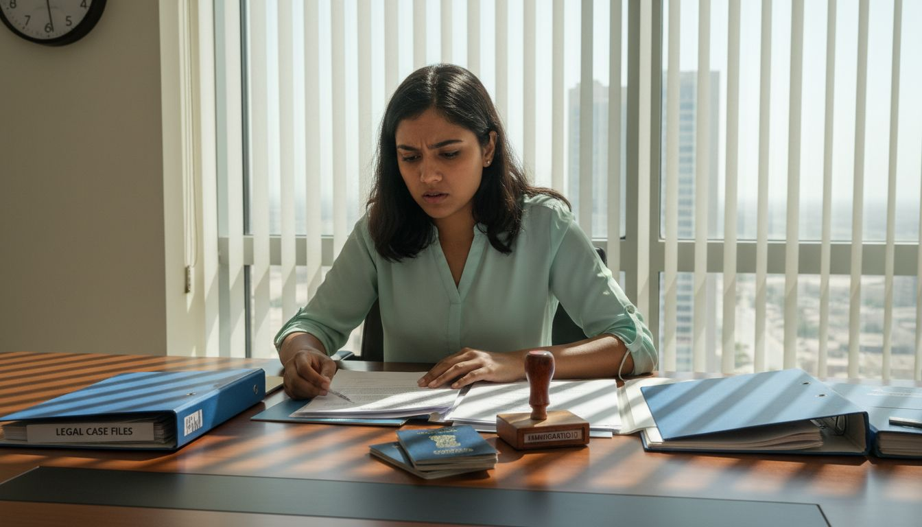 Woman reviewing paperwork for Dubai free zone company