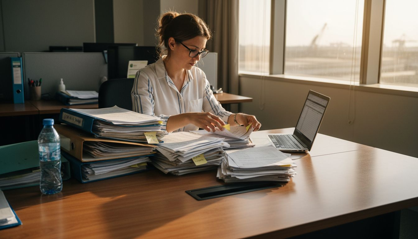 Consultant sorting Dubai free zone paperwork
