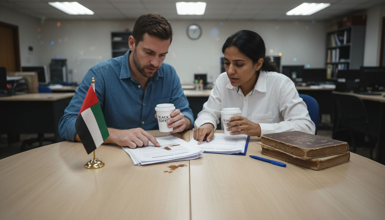 Partners reviewing Dubai LLC paperwork