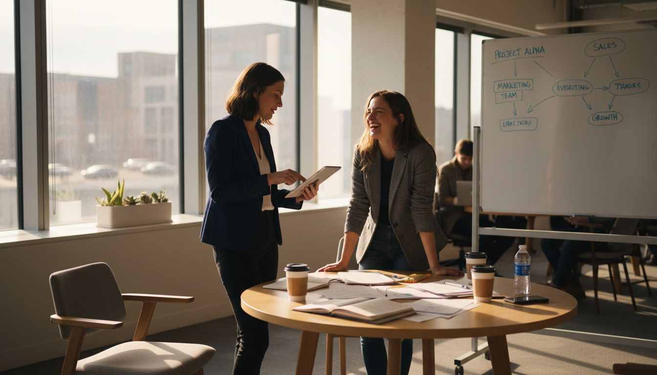 Businesswomen networking in Dubai shared office