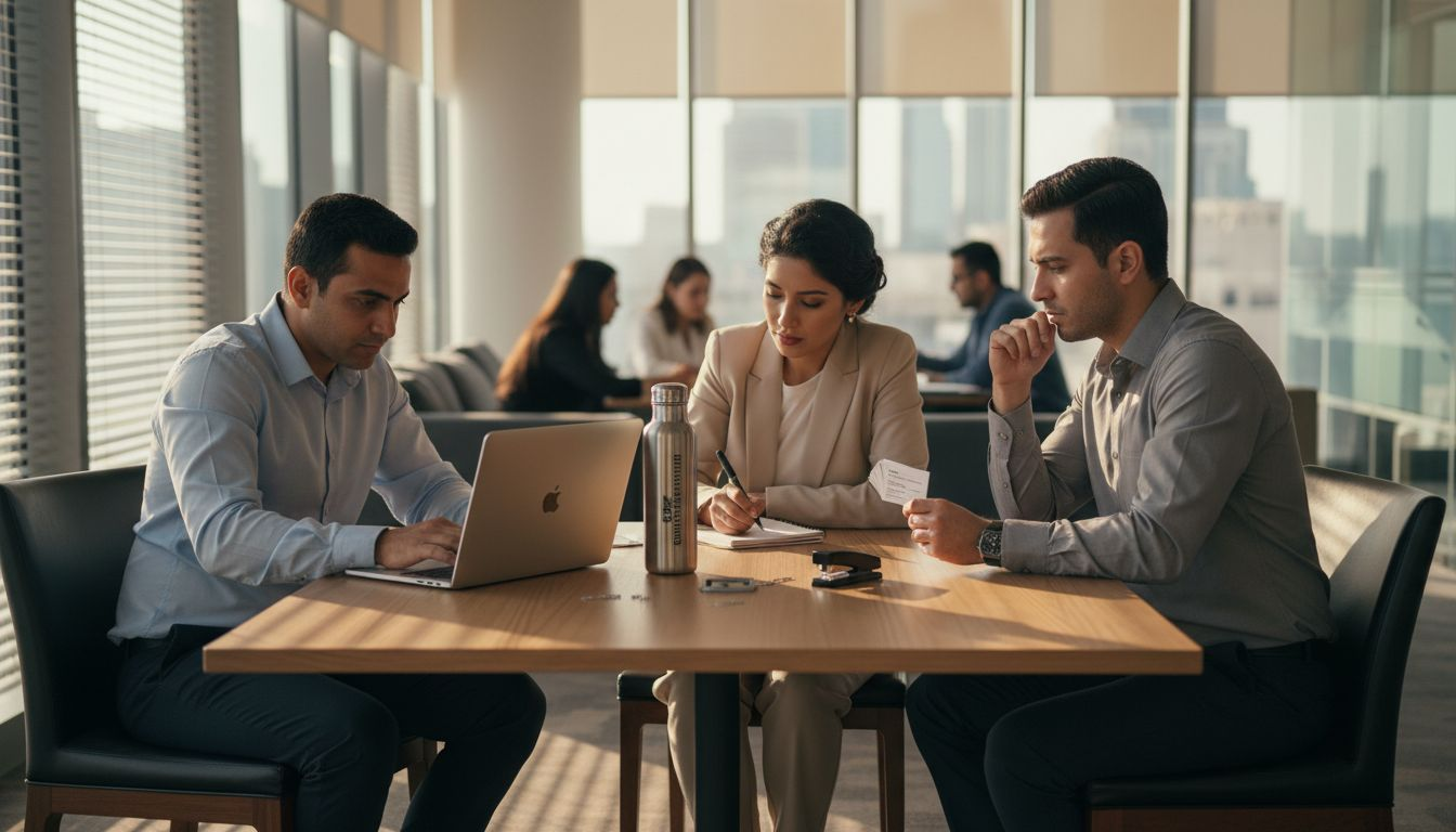 SME owners collaborating in Dubai workspace