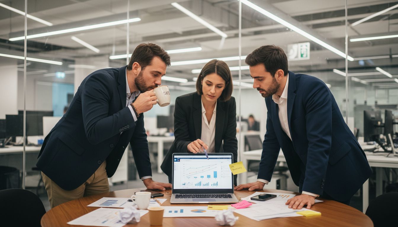 Réunion d’équipe dédiée à l’analyse et à l’ajustement de nos stratégies marketing.