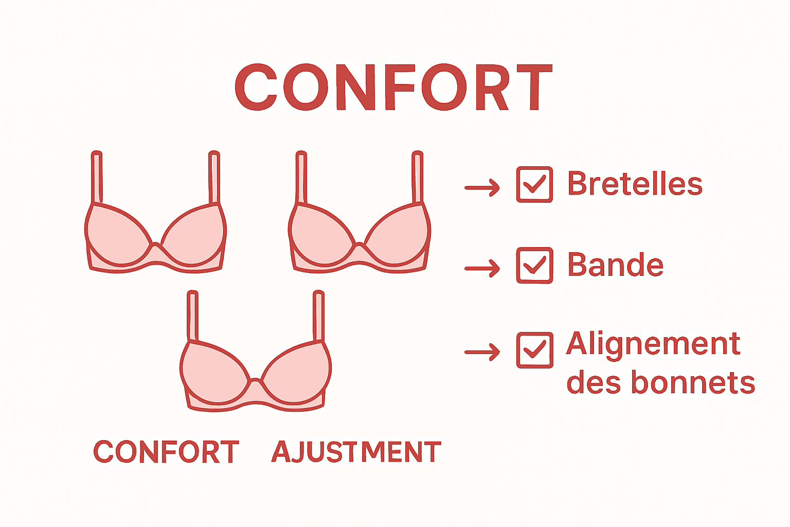 Visuel explicatif : tout savoir sur le confort et les éléments essentiels d’un soutien-gorge push-up