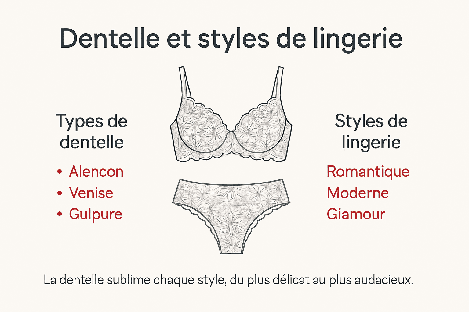 Infographie : les différents types de dentelle et les tendances lingerie