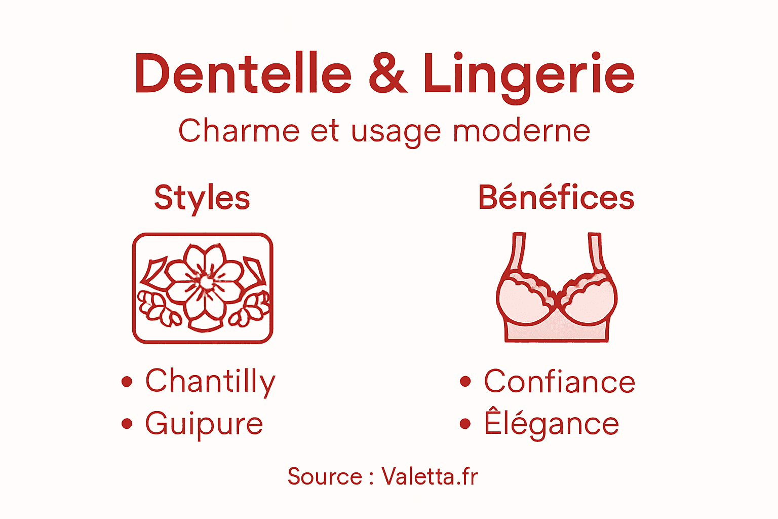 Visuel explicatif sur l’univers de la dentelle et de la lingerie féminine