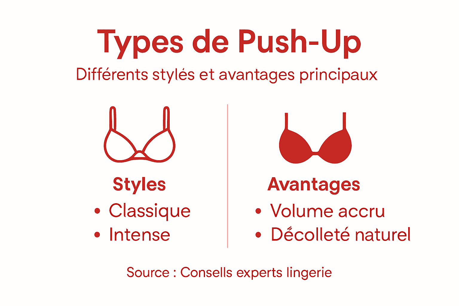 Tout savoir sur les différents modèles de soutiens-gorge push-up et leurs atouts : notre infographie complète