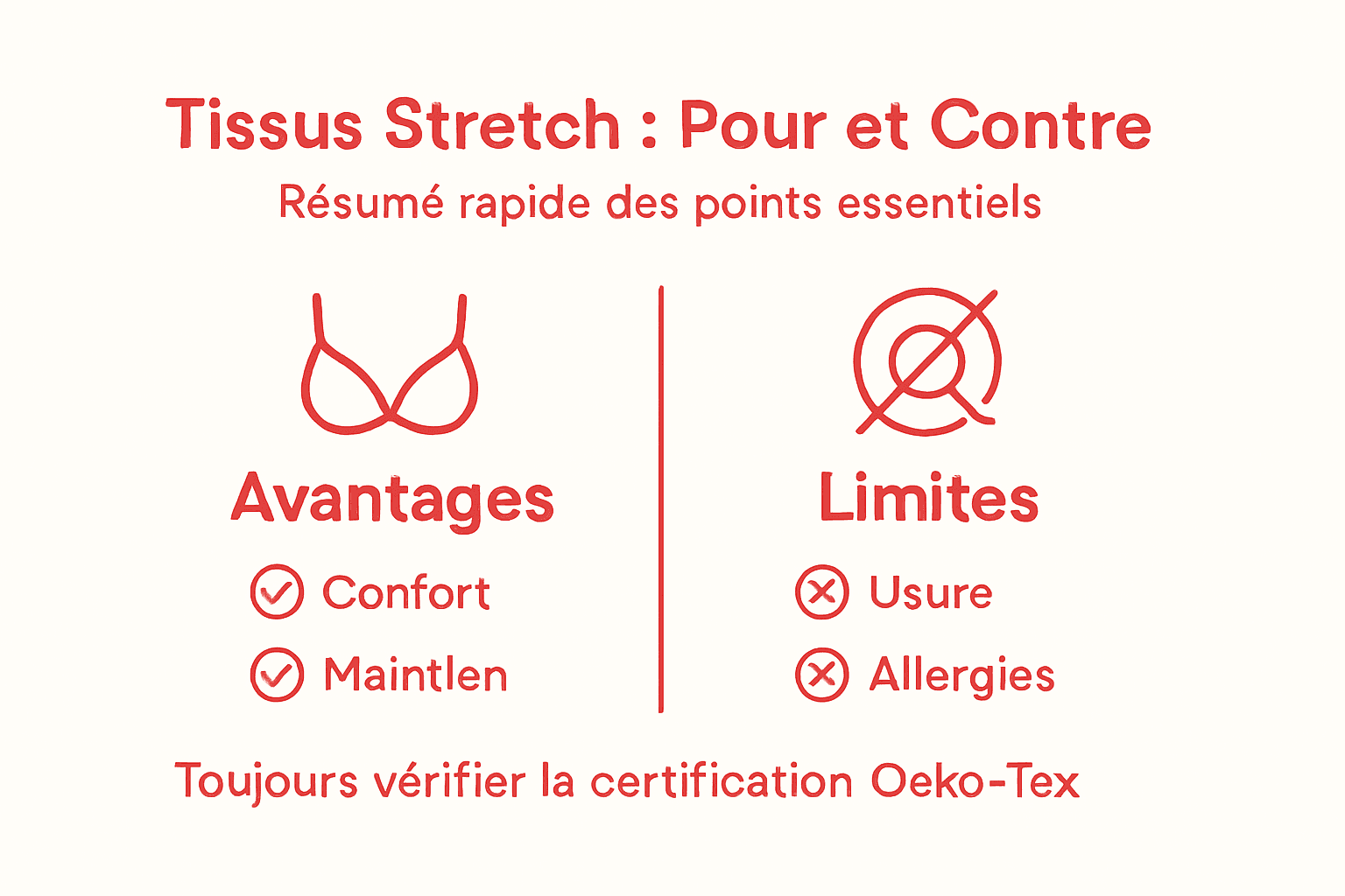 Infographie : points forts et points faibles des tissus extensibles
