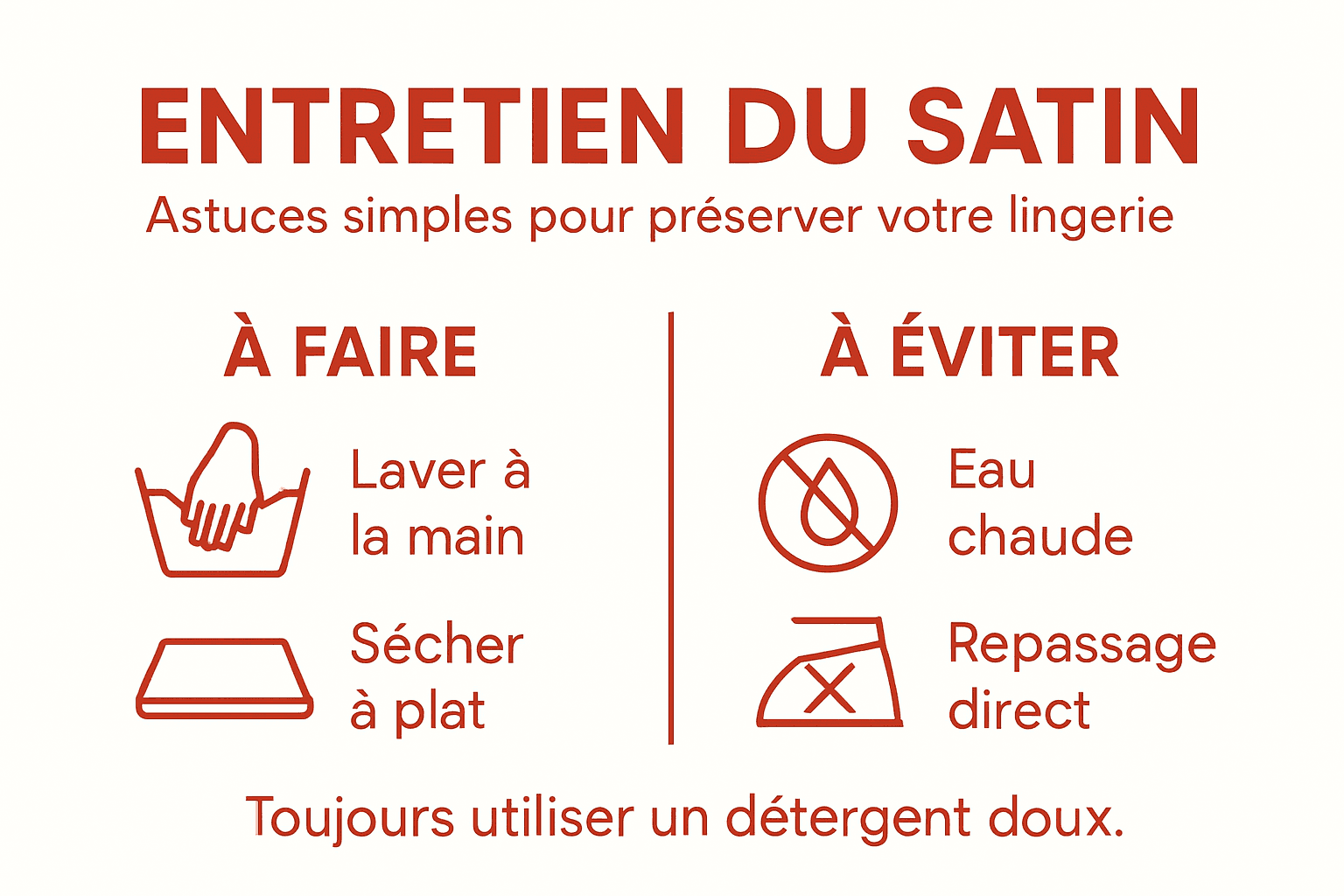 Infographie : conseils indispensables pour entretenir vos textiles en satin