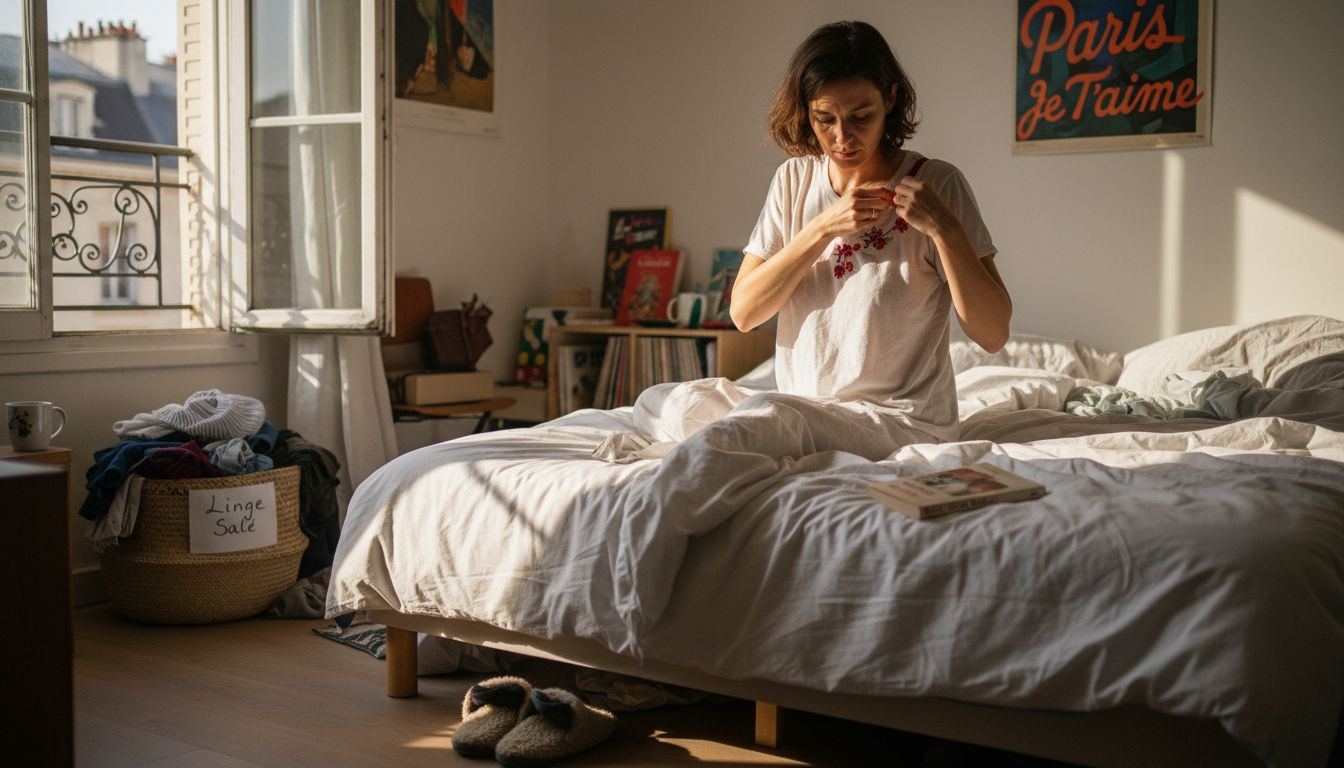 Essayage et ajustement de son soutien-gorge dans l’intimité de sa chambre