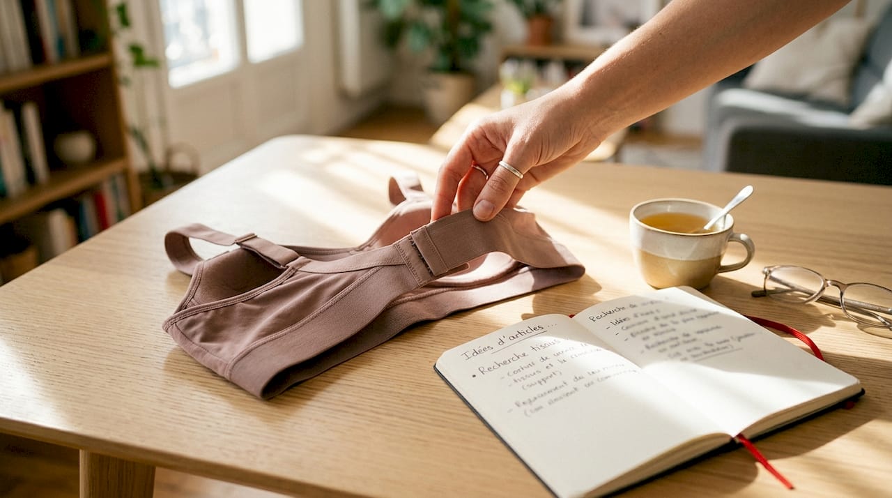 Présentation du soutien-gorge avec dos renforcé posé sur la table