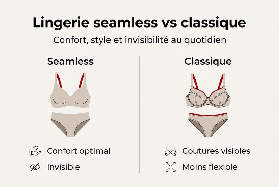 Infographie : les différences entre lingerie sans couture et lingerie traditionnelle