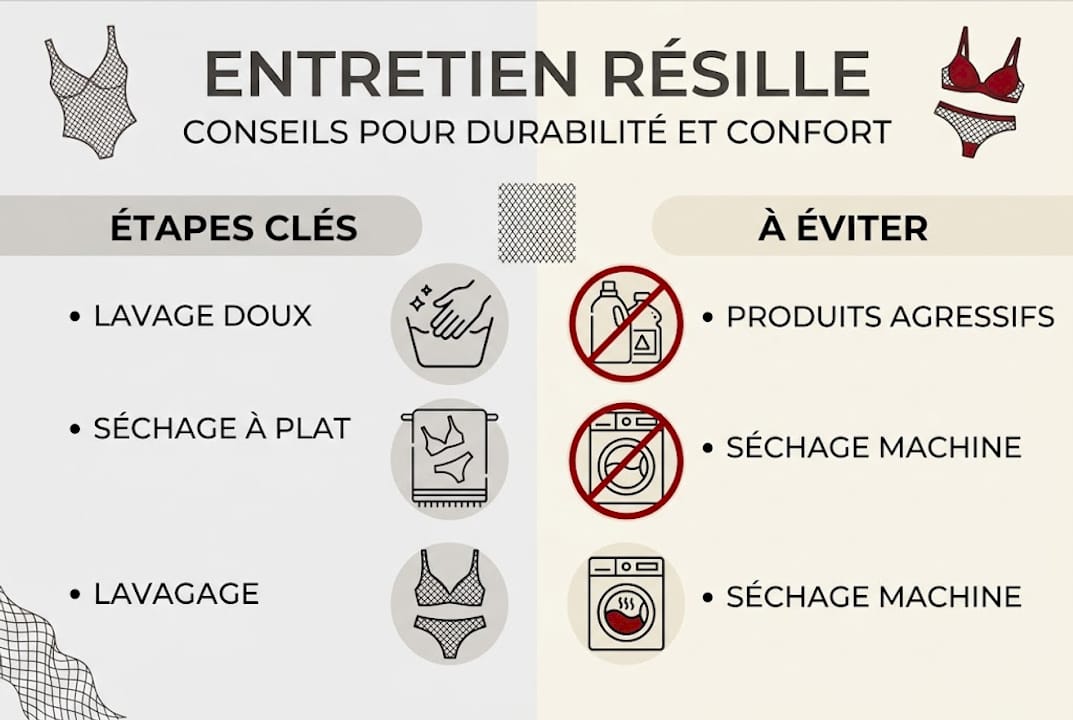 Infographie : astuces pour prendre soin de votre lingerie en résille