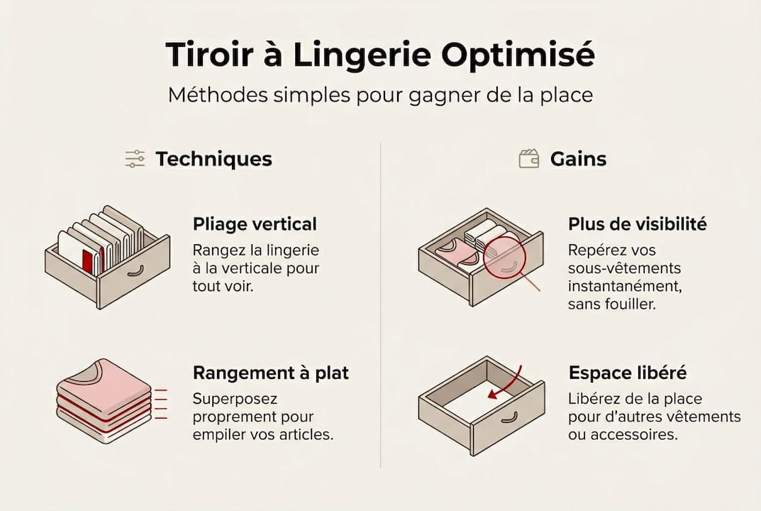 Astuces en images pour organiser efficacement son tiroir à lingerie