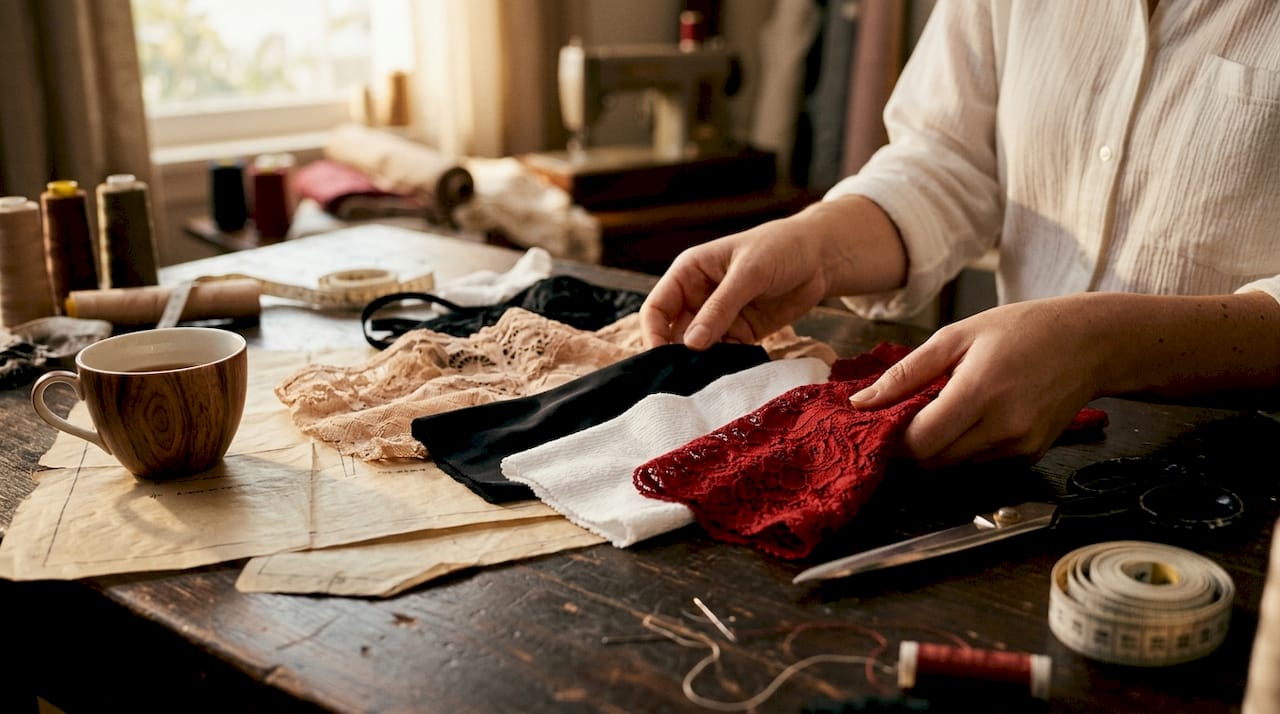 Le plaisir de caresser des tissus de lingerie doux et agréables au toucher.