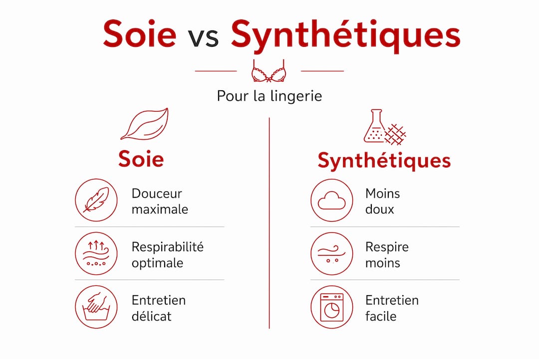 Infographie : zoom sur les différences entre la lingerie en soie et la lingerie synthétique