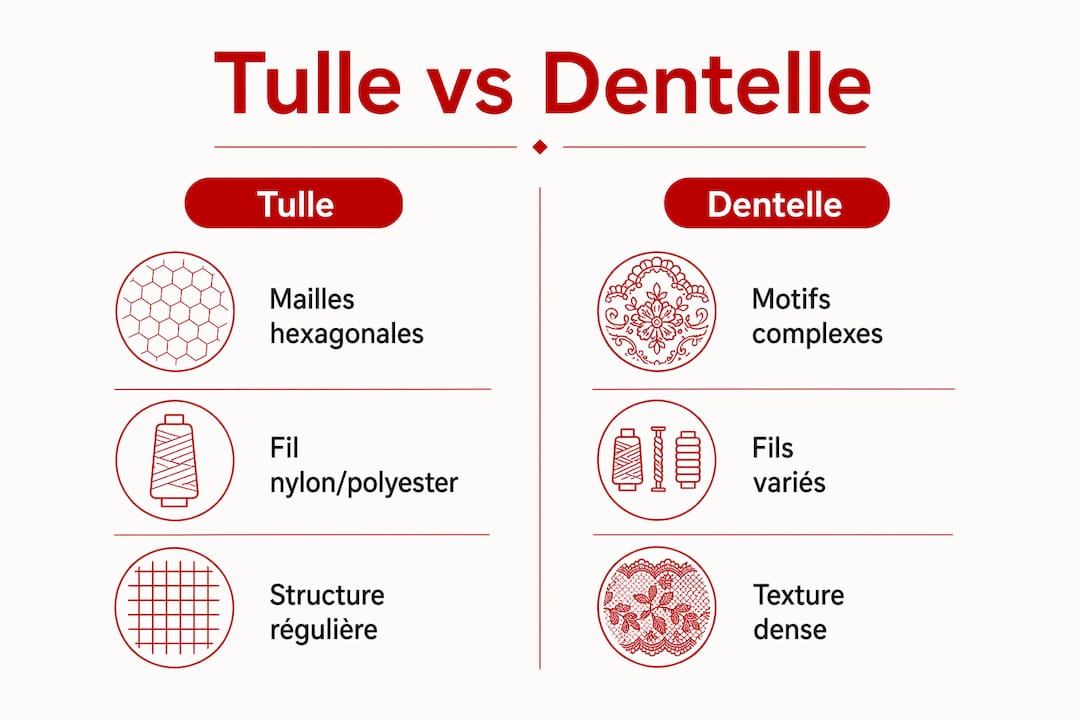 Infographie : tulle ou dentelle, quelles différences ?
