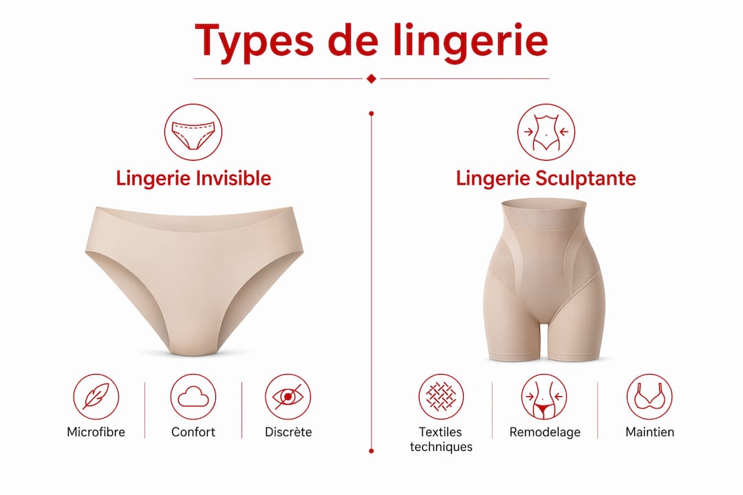Infographie : zoom sur les différences entre lingerie seconde peau et lingerie gainante