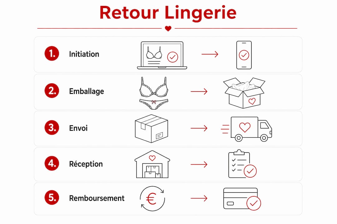 Les différentes étapes pour retourner un article de lingerie acheté en ligne : infographie pratique