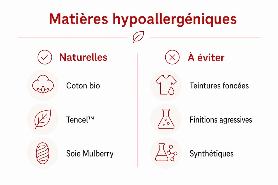 Infographie : zoom sur les matières recommandées pour les personnes allergiques et celles à éviter