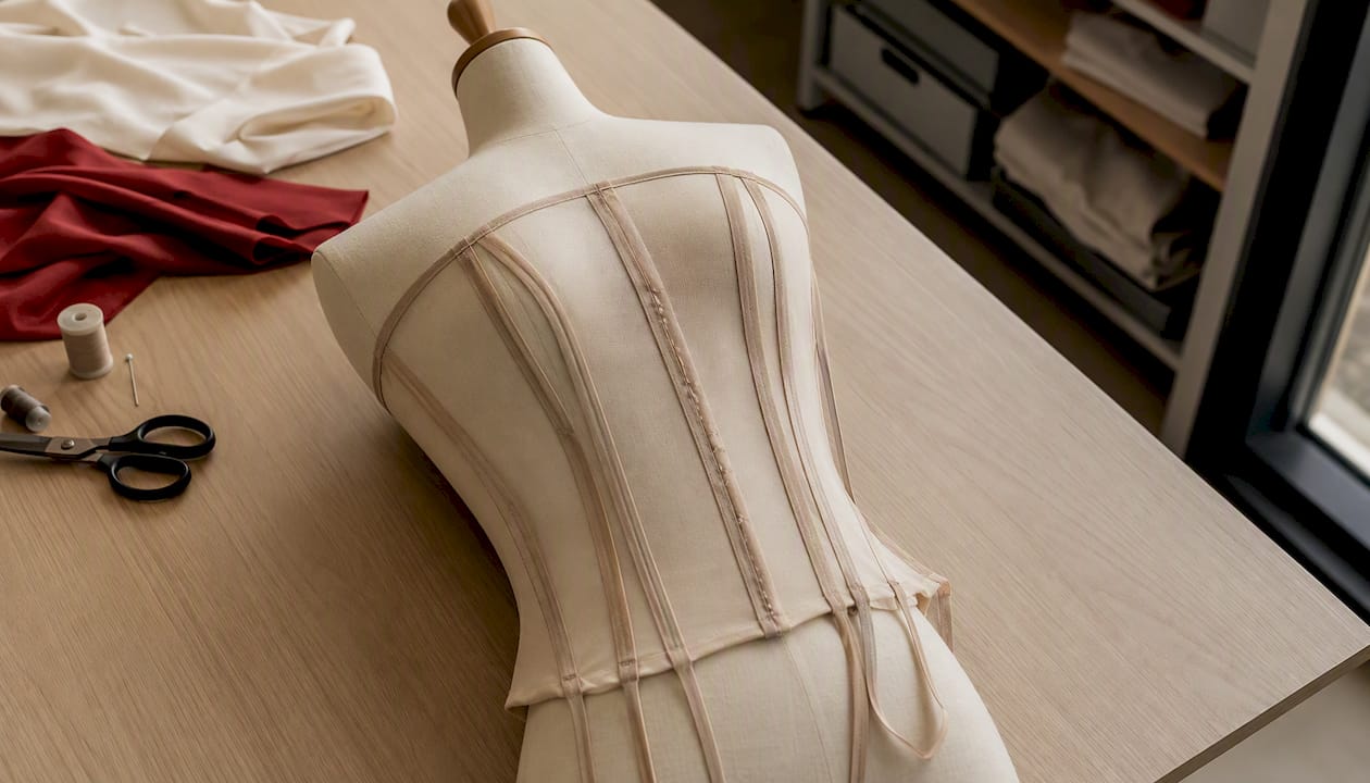 Bustier à armatures présenté sur un mannequin