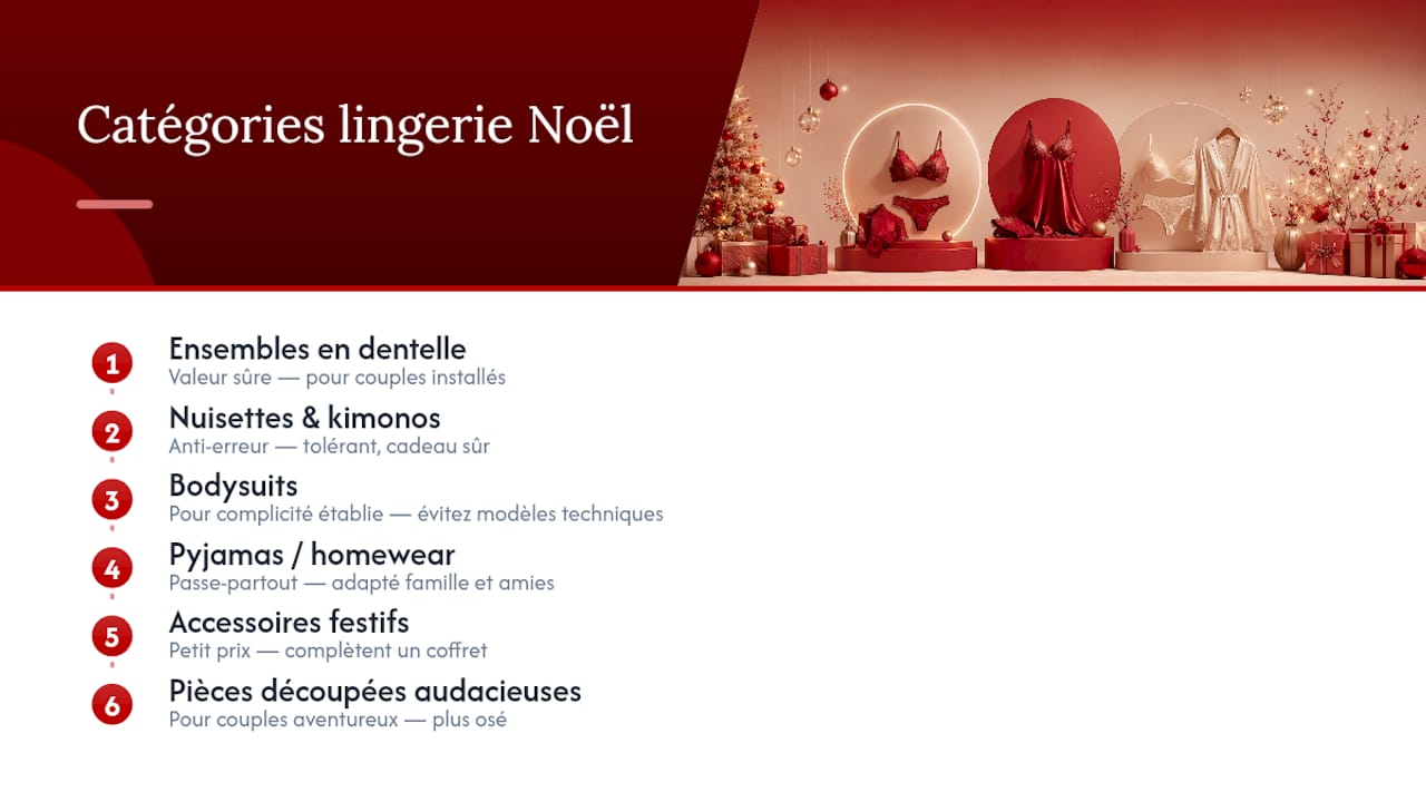 Comparaison des catégories de coffrets cadeaux de lingerie de Noël