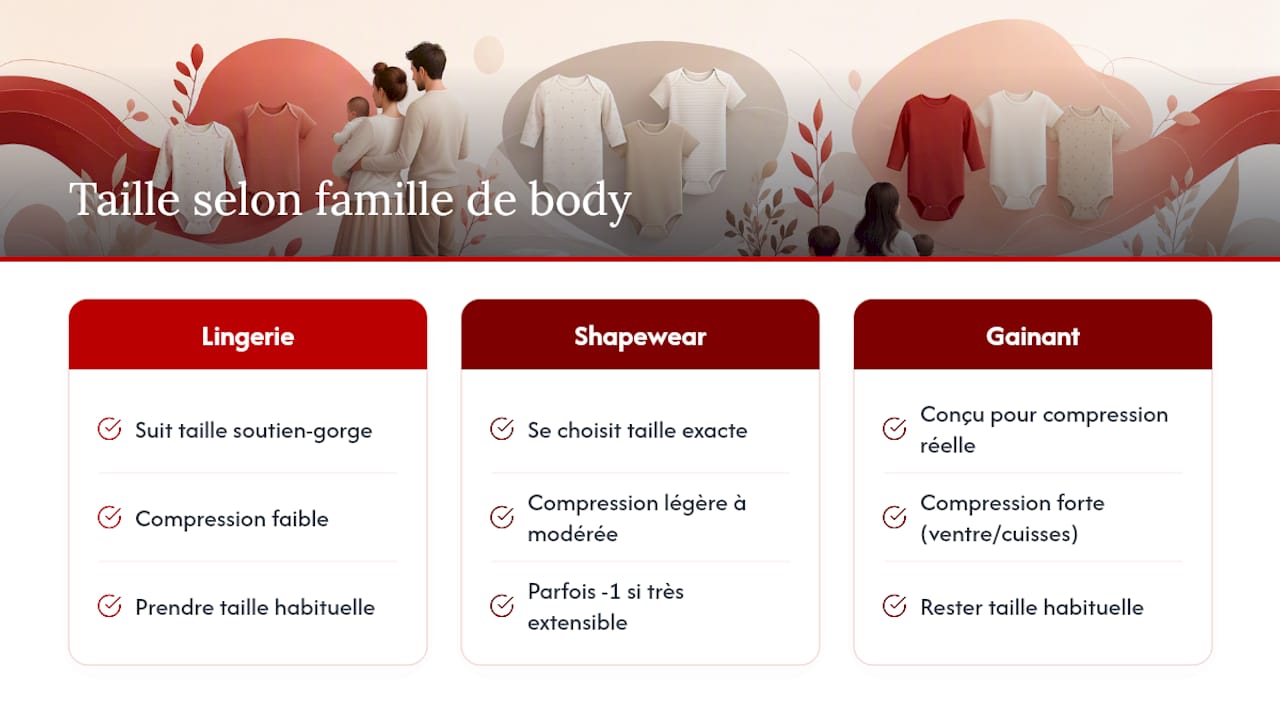 Comparaison des tailles entre trois modèles de body