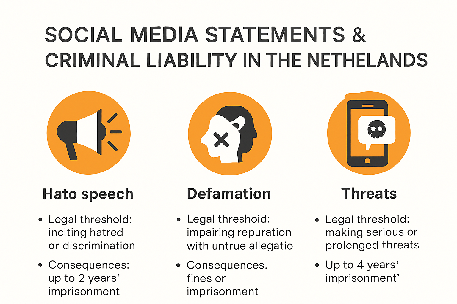 Infographic on criminal liability for social media statements in the Netherlands