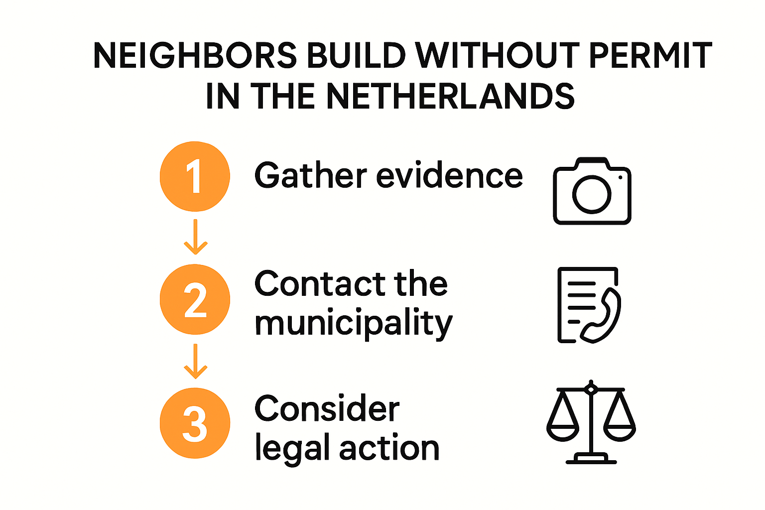 Flowchart of legal steps for unpermitted neighbor construction